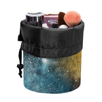 Blue Orange Stardust Galaxy Space Print Drawstring Makeup Bag