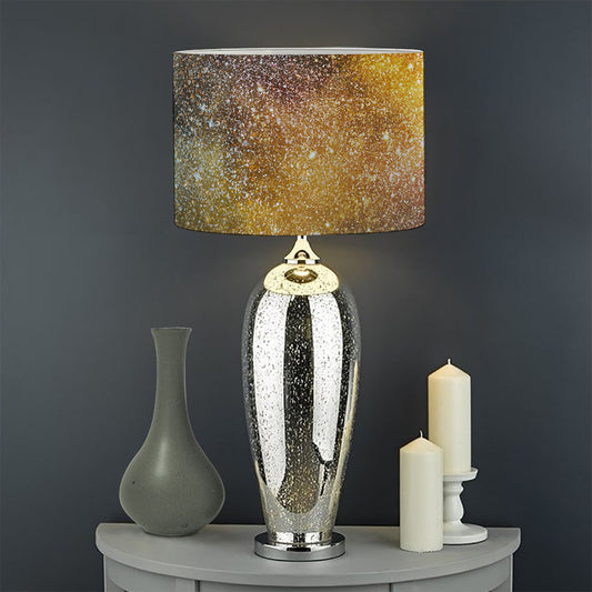 Blue Orange Stardust Galaxy Space Print Drum Lamp Shade