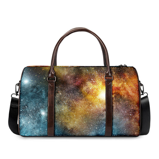 Blue Orange Stardust Galaxy Space Print Duffle Bag