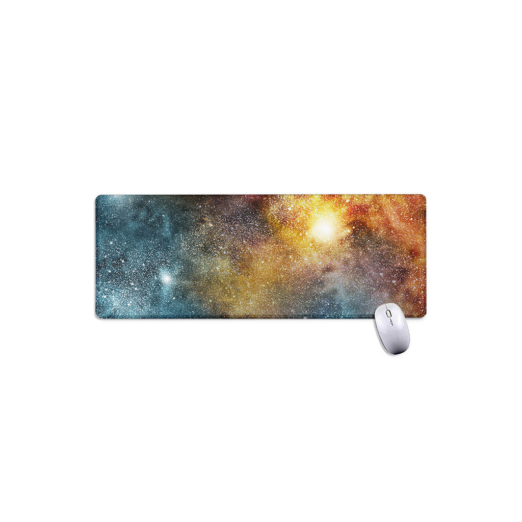 Blue Orange Stardust Galaxy Space Print Extended Mouse Pad