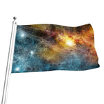 Blue Orange Stardust Galaxy Space Print Flag