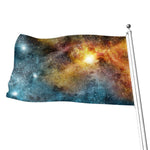 Blue Orange Stardust Galaxy Space Print Flag