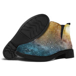 Blue Orange Stardust Galaxy Space Print Flat Ankle Boots