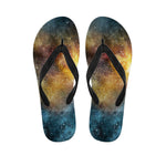 Blue Orange Stardust Galaxy Space Print Flip Flops