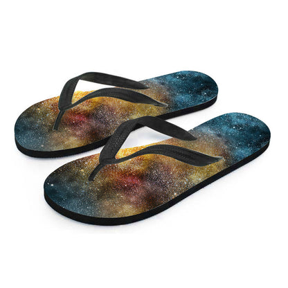 Blue Orange Stardust Galaxy Space Print Flip Flops