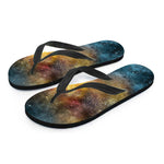 Blue Orange Stardust Galaxy Space Print Flip Flops