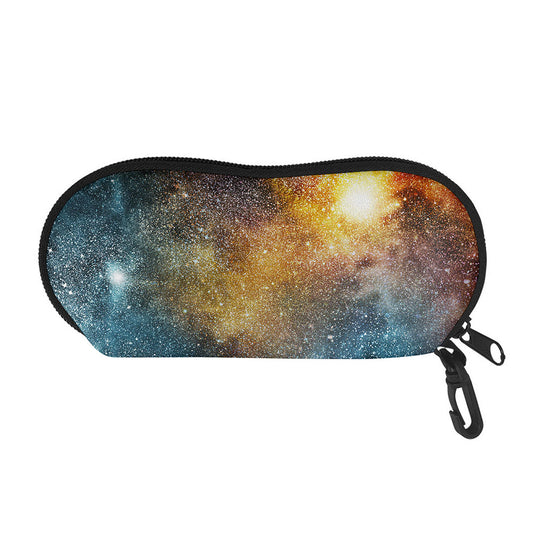 Blue Orange Stardust Galaxy Space Print Glasses Case