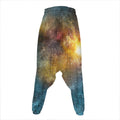 Blue Orange Stardust Galaxy Space Print Hammer Pants