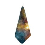 Blue Orange Stardust Galaxy Space Print Hand Towel