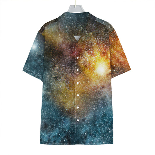 Blue Orange Stardust Galaxy Space Print Hawaiian Shirt