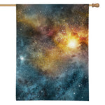 Blue Orange Stardust Galaxy Space Print House Flag