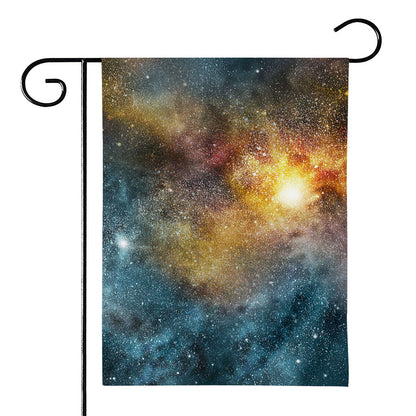 Blue Orange Stardust Galaxy Space Print House Flag