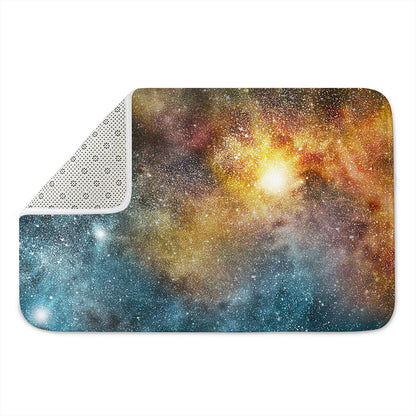 Blue Orange Stardust Galaxy Space Print Indoor Door Mat