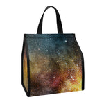 Blue Orange Stardust Galaxy Space Print Insulated Lunch Tote
