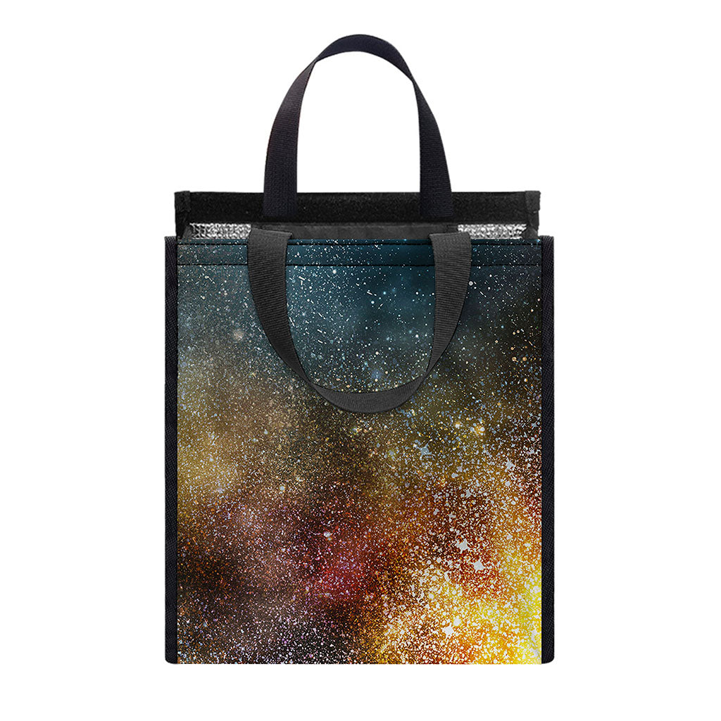 Blue Orange Stardust Galaxy Space Print Insulated Lunch Tote