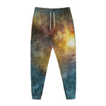 Blue Orange Stardust Galaxy Space Print Jogger Pants