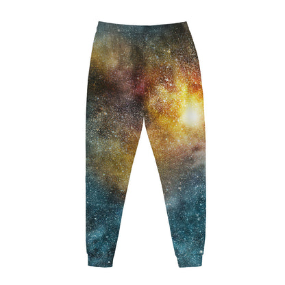 Blue Orange Stardust Galaxy Space Print Jogger Pants