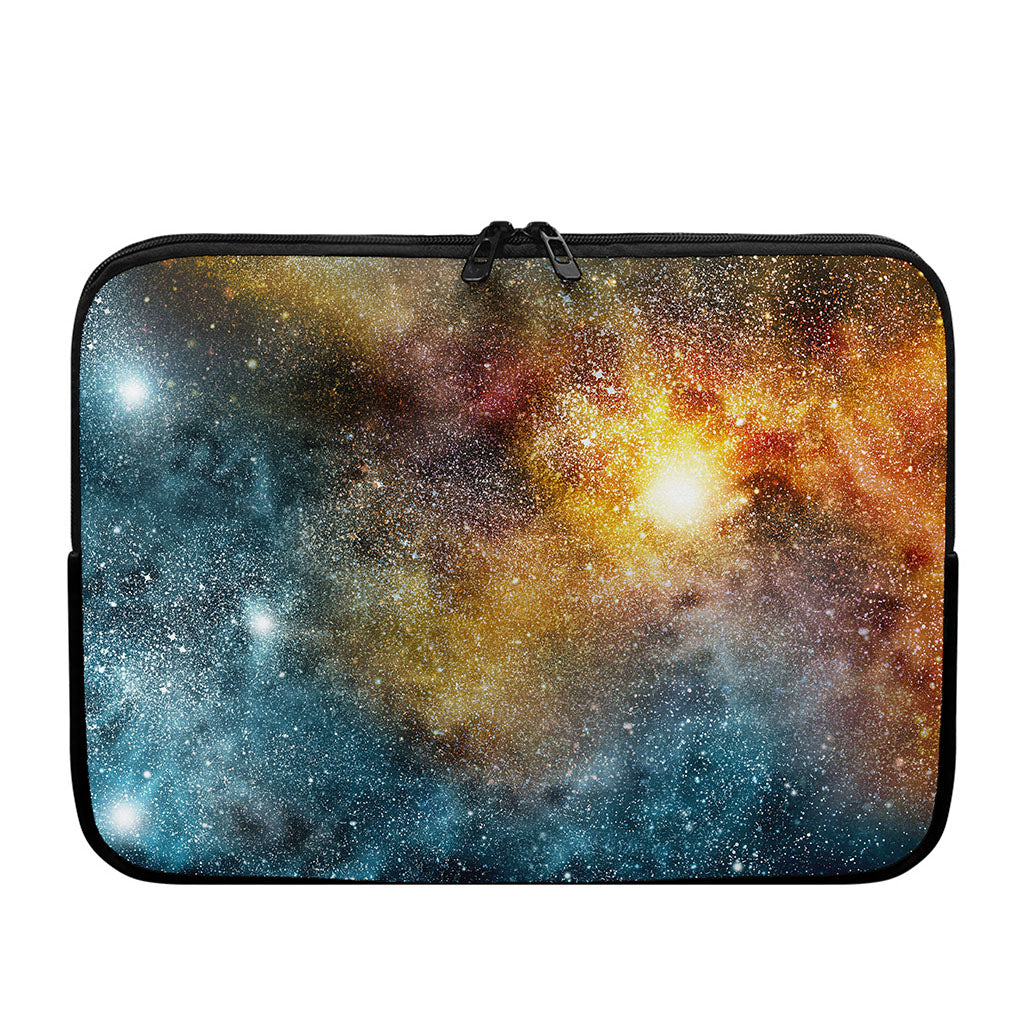 Blue Orange Stardust Galaxy Space Print Laptop Sleeve