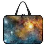 Blue Orange Stardust Galaxy Space Print Laptop Sleeve With Handle
