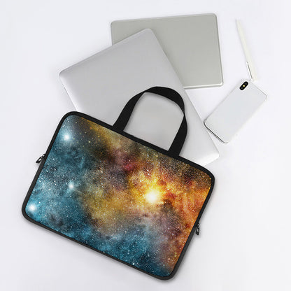 Blue Orange Stardust Galaxy Space Print Laptop Sleeve With Handle