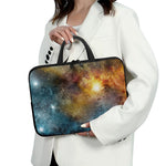Blue Orange Stardust Galaxy Space Print Laptop Sleeve With Handle