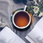 Blue Orange Stardust Galaxy Space Print Leather Coaster Set