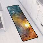 Blue Orange Stardust Galaxy Space Print Long Kitchen Mat