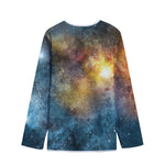 Blue Orange Stardust Galaxy Space Print Long Sleeve Short Coat