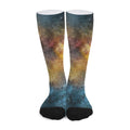 Blue Orange Stardust Galaxy Space Print Long Socks