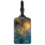 Blue Orange Stardust Galaxy Space Print Luggage Tag
