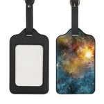 Blue Orange Stardust Galaxy Space Print Luggage Tag
