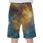 Blue Orange Stardust Galaxy Space Print Men's Beach Shorts