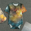Blue Orange Stardust Galaxy Space Print Men's Bodysuit