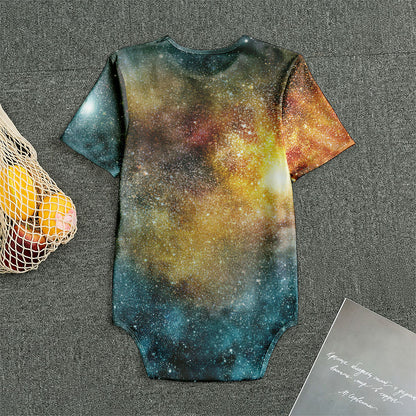 Blue Orange Stardust Galaxy Space Print Men's Bodysuit