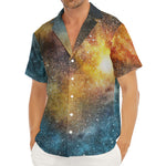 Blue Orange Stardust Galaxy Space Print Men's Deep V-Neck Shirt
