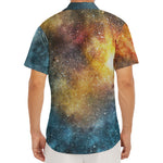 Blue Orange Stardust Galaxy Space Print Men's Deep V-Neck Shirt