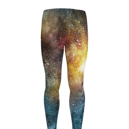 Blue Orange Stardust Galaxy Space Print Men's leggings