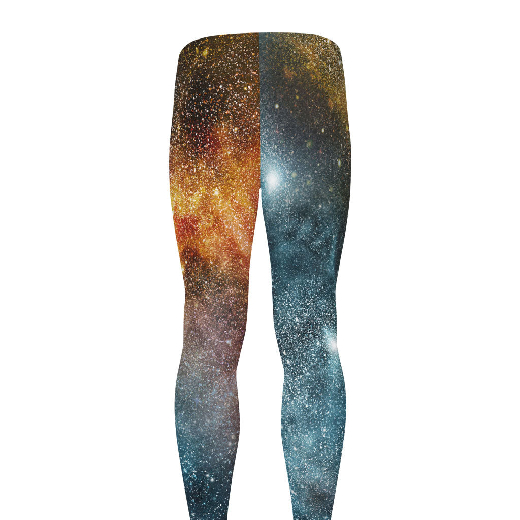 Blue Orange Stardust Galaxy Space Print Men's leggings