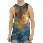 Blue Orange Stardust Galaxy Space Print Men's Muscle Tank Top