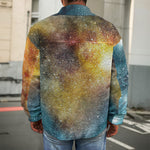 Blue Orange Stardust Galaxy Space Print Men's Shirt Jacket
