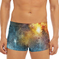 Blue Orange Stardust Galaxy Space Print Men's Short Boxer Briefs