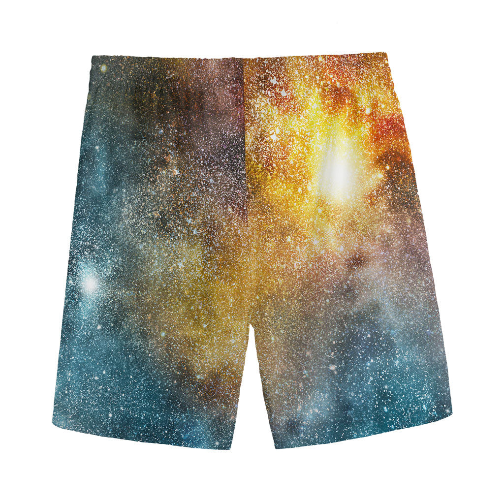 Blue Orange Stardust Galaxy Space Print Men's Sports Shorts