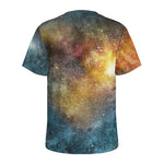 Blue Orange Stardust Galaxy Space Print Men's Sports T-Shirt