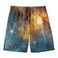Blue Orange Stardust Galaxy Space Print Men's Swim Trunks