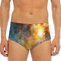 Blue Orange Stardust Galaxy Space Print Men's Triangle Swim Briefs