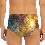 Blue Orange Stardust Galaxy Space Print Men's Triangle Swim Briefs