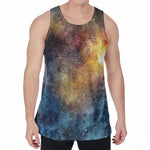 Blue Orange Stardust Galaxy Space Print Men's Velvet Tank Top