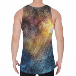 Blue Orange Stardust Galaxy Space Print Men's Velvet Tank Top
