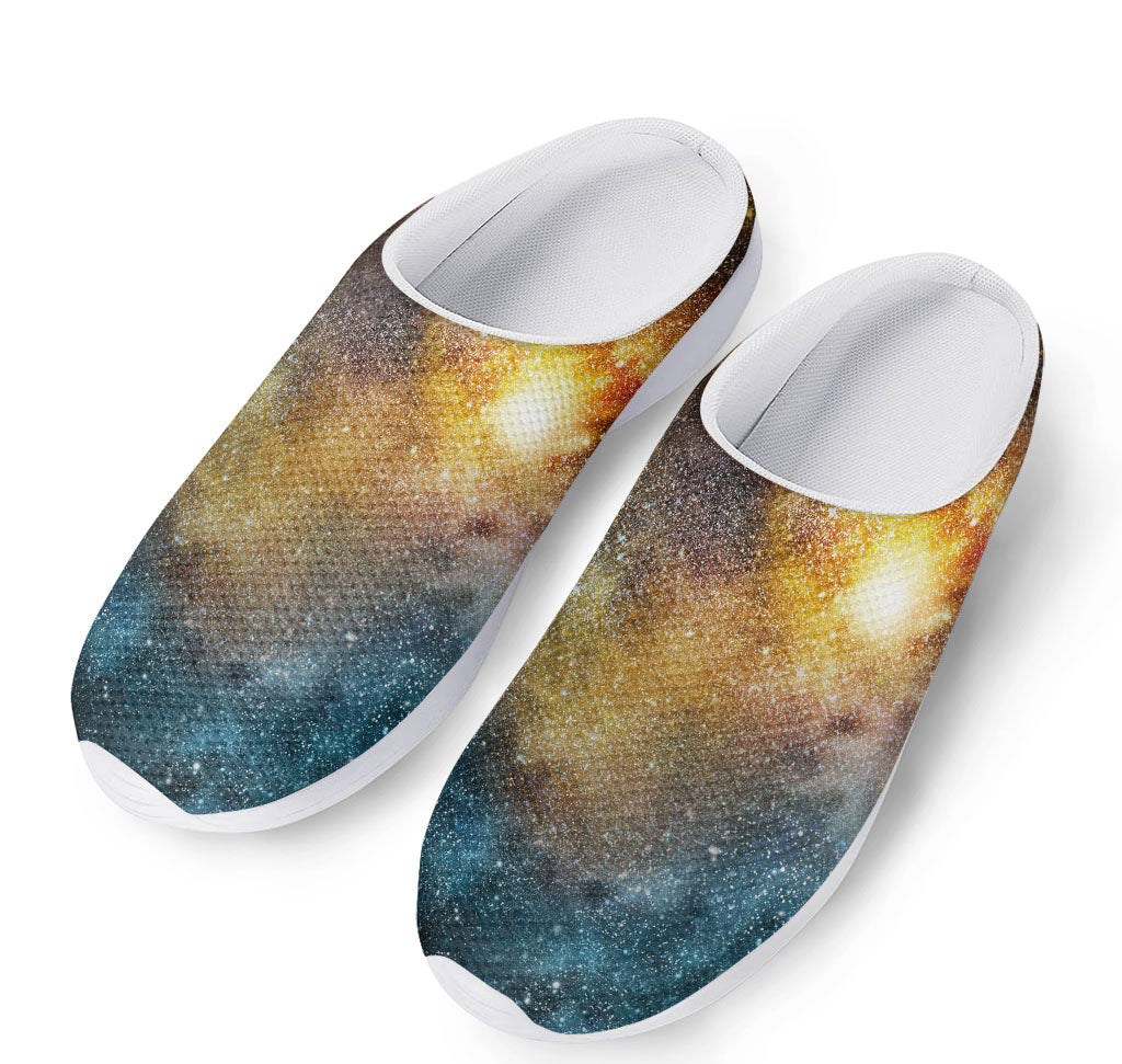 Blue Orange Stardust Galaxy Space Print Mesh Casual Shoes