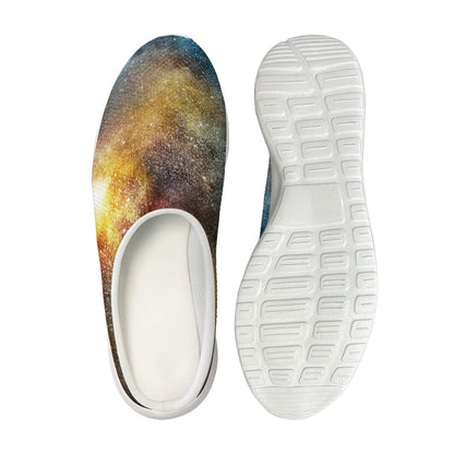 Blue Orange Stardust Galaxy Space Print Mesh Casual Shoes